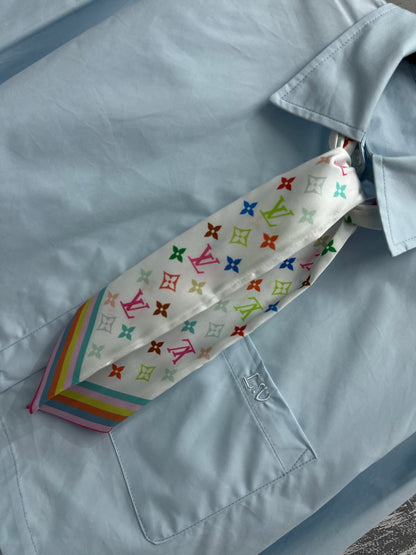 LV 25 Short Shirt Light Blue Cotton