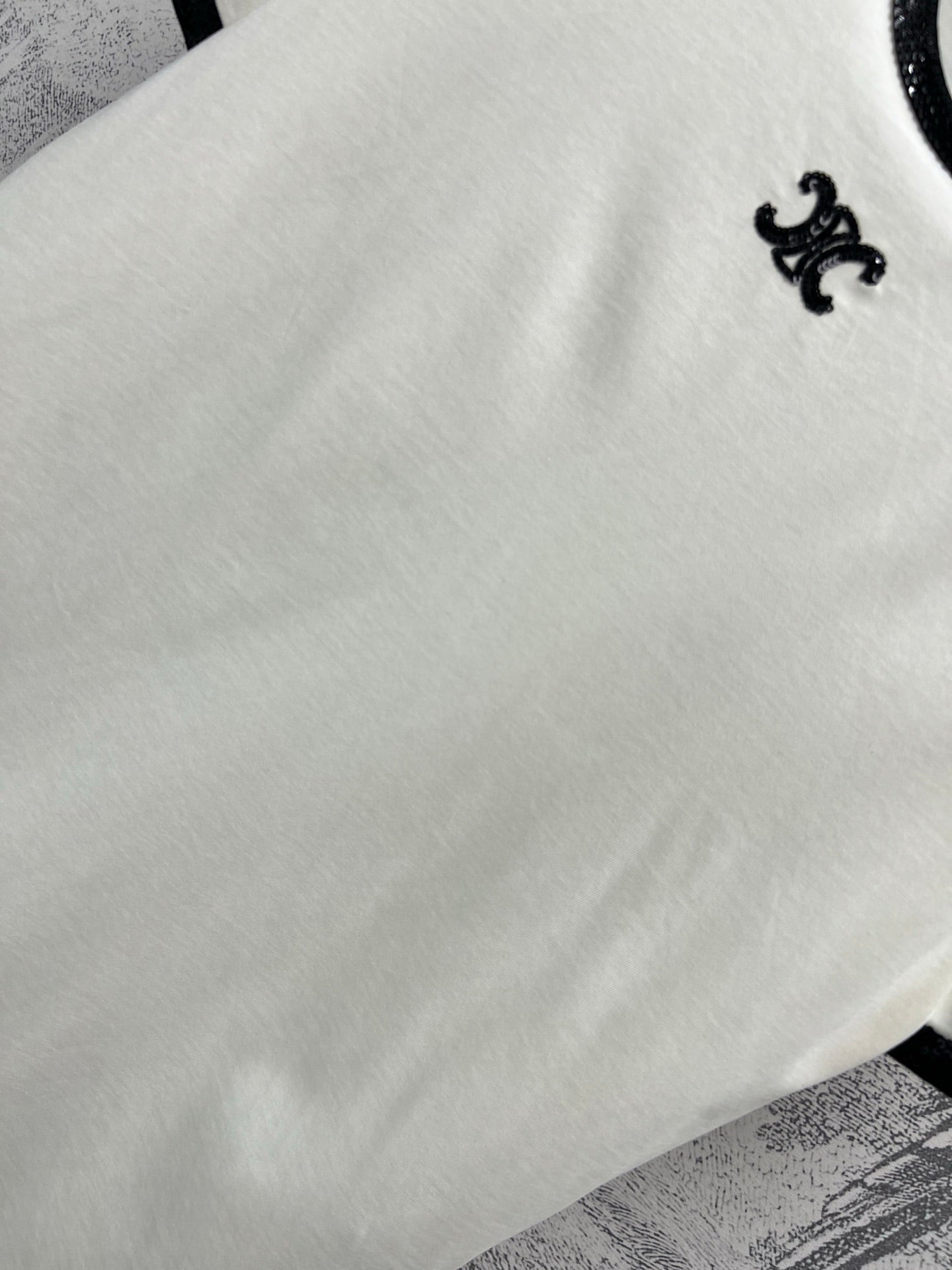 Celine 25 Embroidered Logo T-shirt White mix Black Cotton Polyester