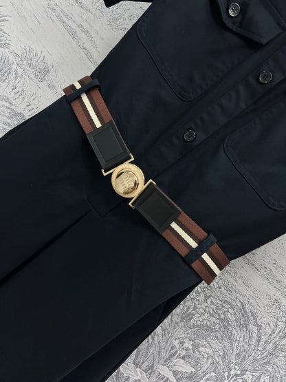 Miu Miu 25 Belt Decorated Denim Dress Black Cotton