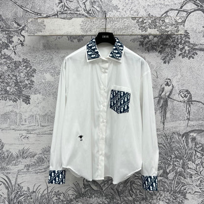 CD 25 Shirt White Blue Polyester