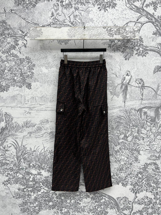 Fendi 25 Straight Pants Brown Black Polyester