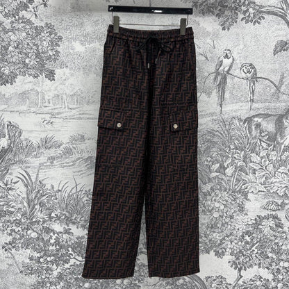 Fendi 25 Straight Pants Brown Black Polyester