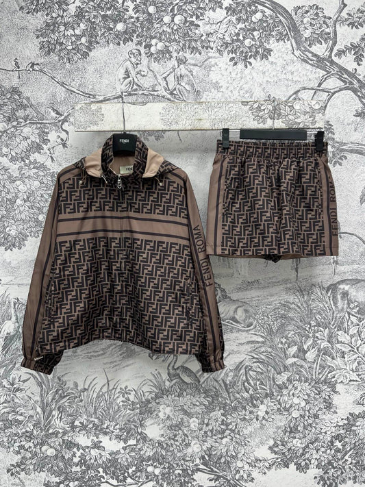 Fendi 25 Monogram Set Brown Black Polyester