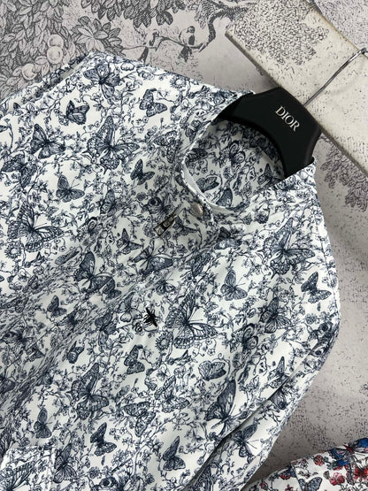CD 25 Butterfly Floral Print Stand Collar Jacket Polyester