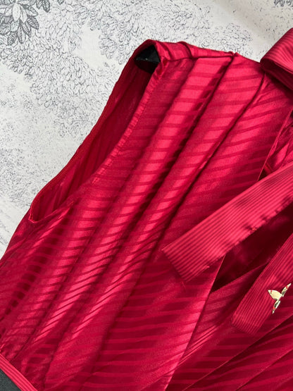 LV 25 Ped Pleated Cross Dress Red Polyester