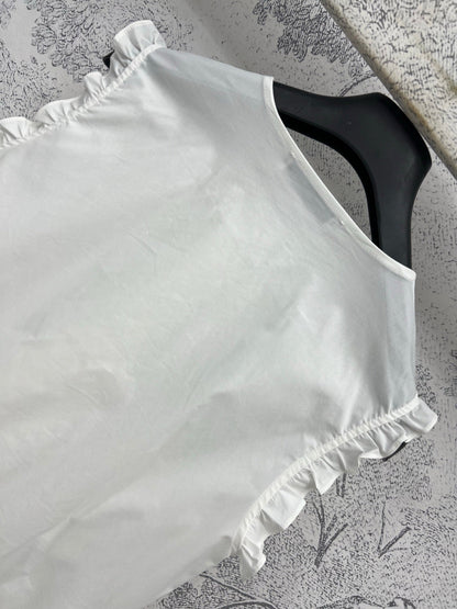 CD 25 Lace Sleeveless Shirt White Cotton