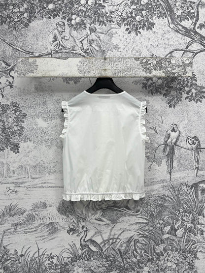 CD 25 Lace Sleeveless Shirt White Cotton