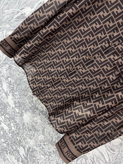 Fendi 25 double F shirt suit Black Brown Polyester fiber