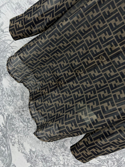 Fendi 25 Shirt Black Brown Polyester fiber