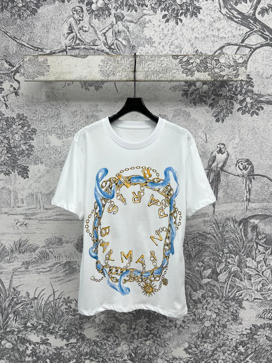 LV 25 Simple Basic Style Versatile T-Shirt White Cotton