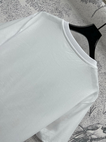 LV 25 Simple Basic Style Versatile T-Shirt White Cotton