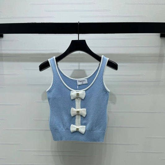 Chanel 2026 Knit Vest With Bow Embellishment Wool