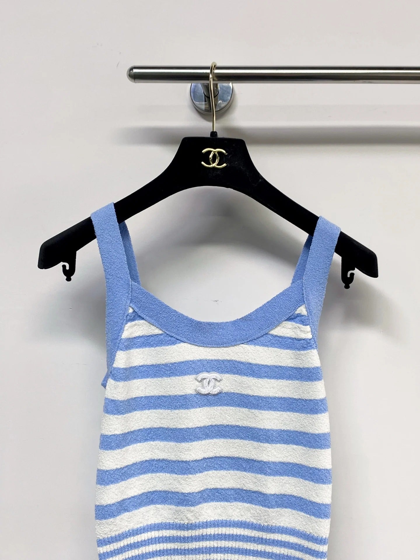 Chanel 2026 Striped Vest Blue And White Wool