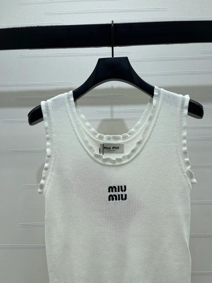Miumiu 2026 Lace-trimmed Camisole Knit Vest Wool Tencel