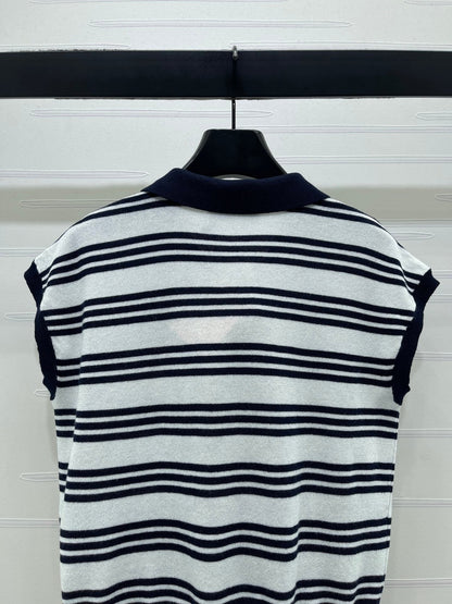 Miumiu 2026 Striped Collared Knit Vest Wool Cashmere 352445