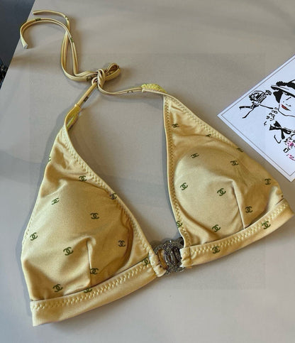 CC BIKINI SWIMSUIT SET IN YELLOW AND GREEN LOGO 606523