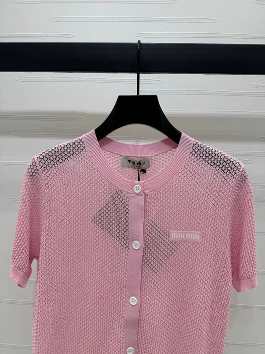 MIU 25S SHORT SLEEVE ROUND NECK CARDIGAN 264270