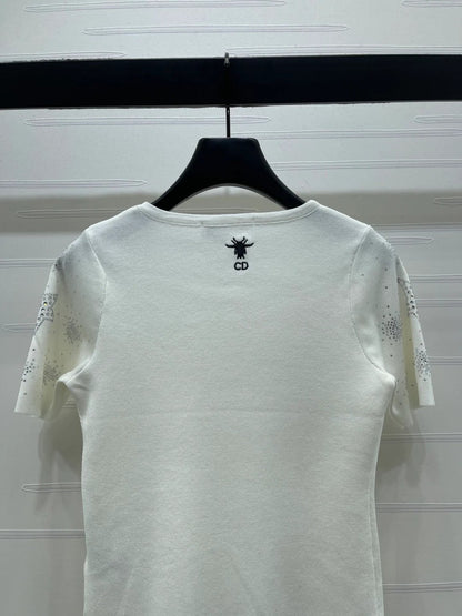 Dior 2026 Firework Neck Knit Short-Sleeve Top Wool 352601