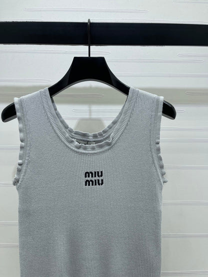Miumiu 2026 Lace-trimmed Camisole Knit Vest Wool Tencel