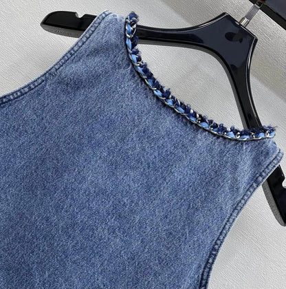 Chanel 2026 Denim Vest Blue Cotton 356145