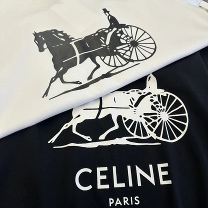 Celine 2026 Short-Sleeve T-Shirt Black and White Cotton