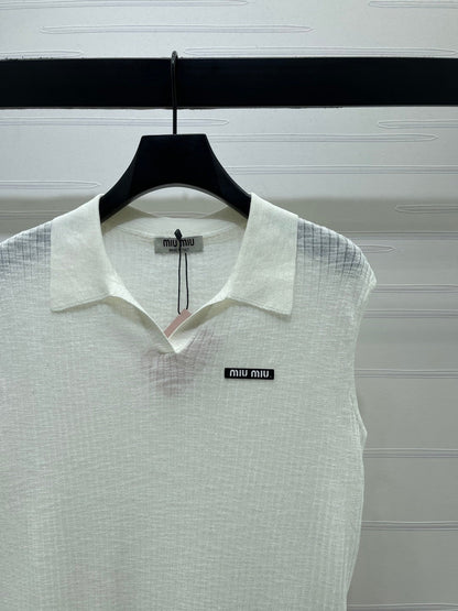 Miumiu 2026 Sleeveless Shirt White Gray Blue Pink Wool