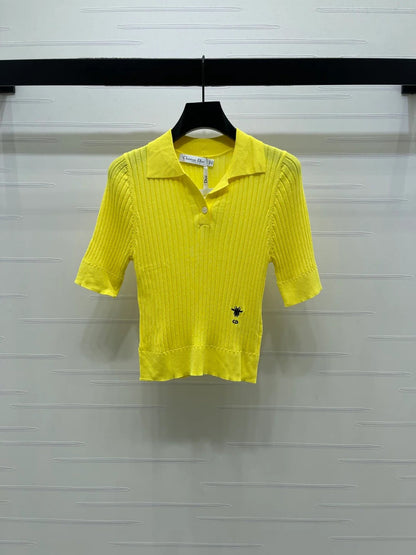Dior 2026 Slim Fit Collared Knit Short-Sleeve Shirt Wool