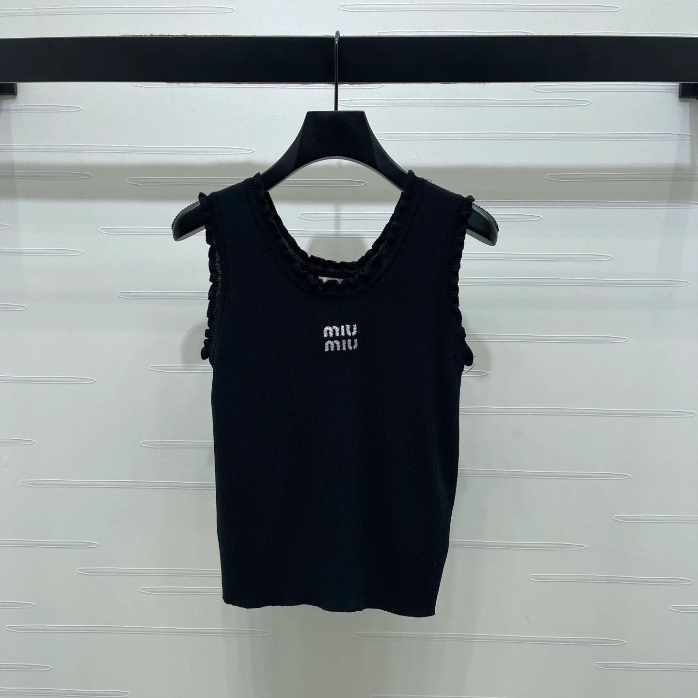 Miumiu 2026 Lace-trimmed Camisole Knit Vest Wool Tencel