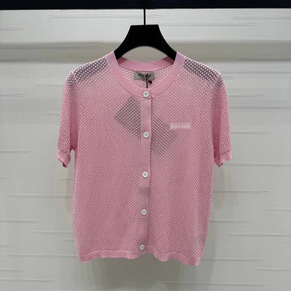 MIU 25S SHORT SLEEVE ROUND NECK CARDIGAN 264270