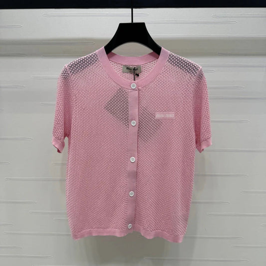 MIU 25S SHORT SLEEVE ROUND NECK CARDIGAN 264270