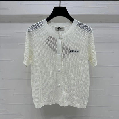 MIU 25S SHORT SLEEVE ROUND NECK CARDIGAN 264268