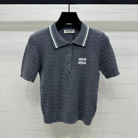 MIUMIU KNITTED POLO SHIRT WHITE 274839