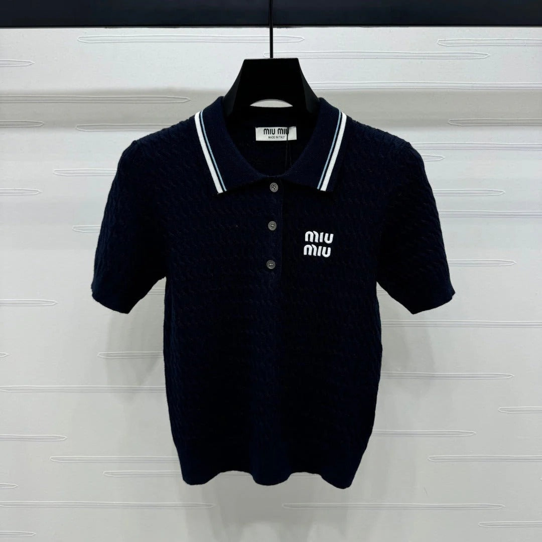 MIUMIU KNITTED POLO SHIRT WHITE 274841