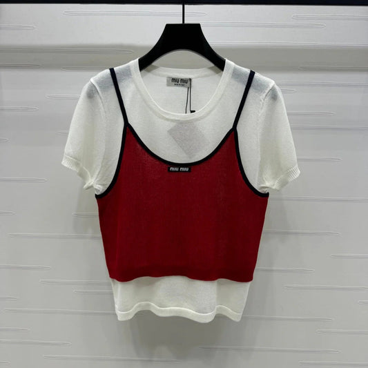 MIU 25S 2 PIECE KNITTED TOP WITH STRAPS 264130