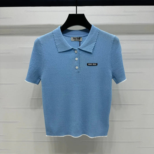 MIUMIU SHORT-SLEEVE KNIT POLO 269421