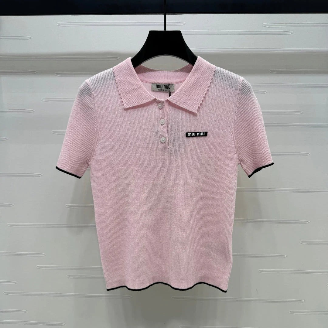 MIUMIU SHORT-SLEEVE KNIT POLO 269423