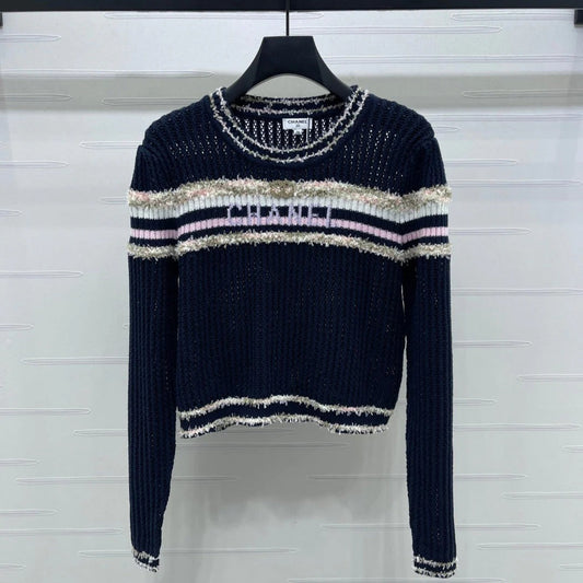 CHANEL 25S LONG SLEEVE OPEN-KNIT SWEATER STYLE 162