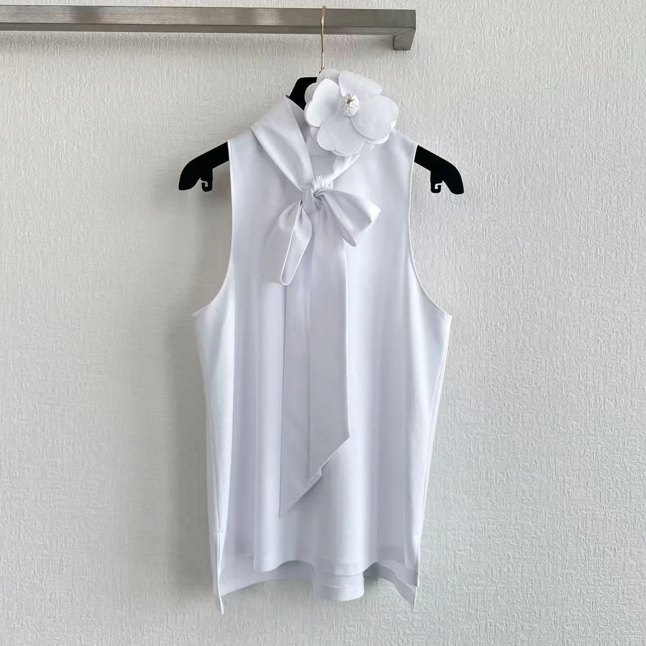 Chanel 2026 Bow Floral Vest White Cotton