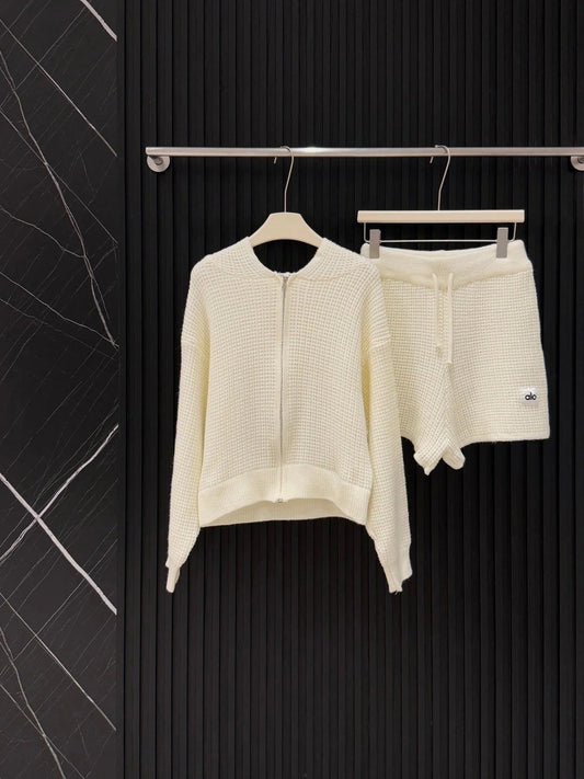 ALO KNIT CARDIGAN & SHORTS SET STYLE 31