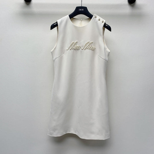 MIUMIU BEADED CREW NECK SHIFT DRESS 268123