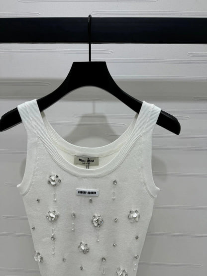 MIUMIU EMBELLISHED KNIT TOP 269491
