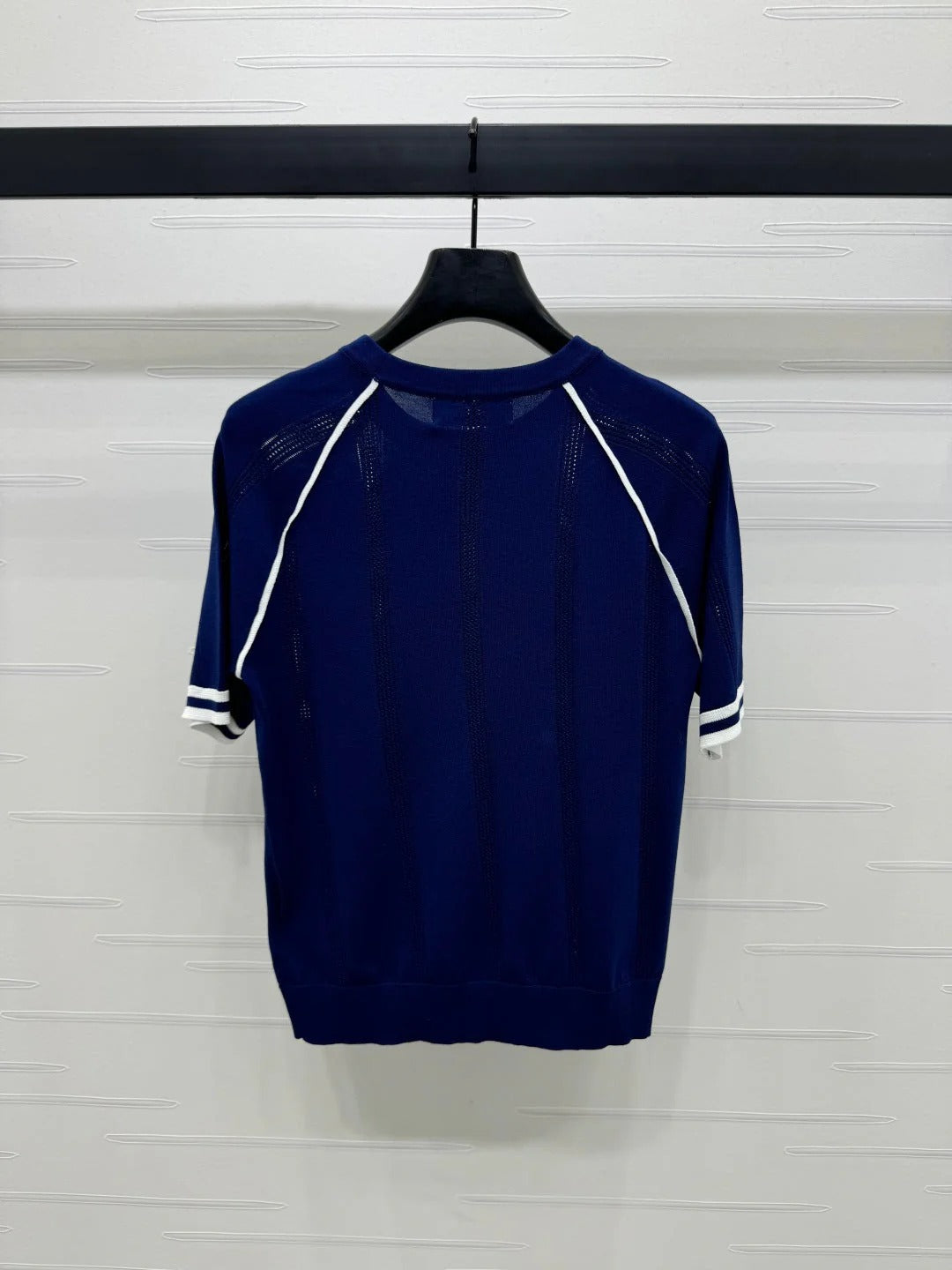 MIU 25S RAGLAN CREW NECK STRIPED KNIT SWEATER 264106