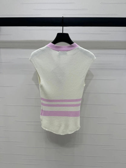 MIU 25S ICE STRIPE KNIT VEST 264116