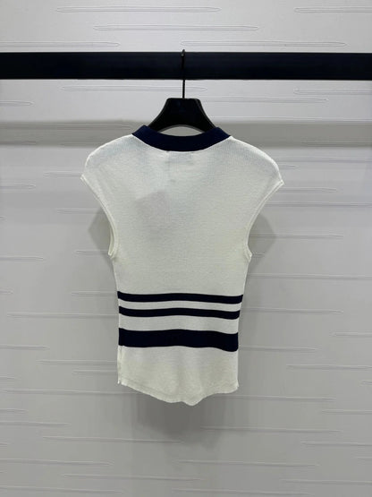 MIU 25S ICE STRIPE KNIT VEST 264114