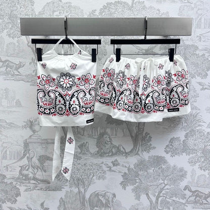 MIUMIU HALTER NECK TOP WITH PRINT 267875