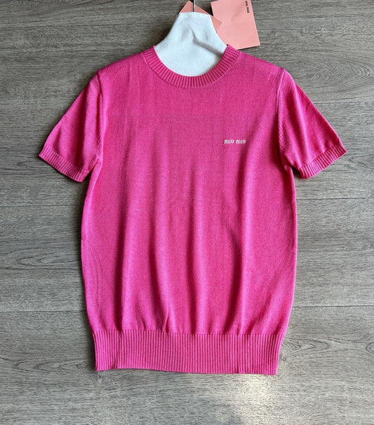 MIUMIU SHORT-SLEEVE KNIT TOP STYLE 423