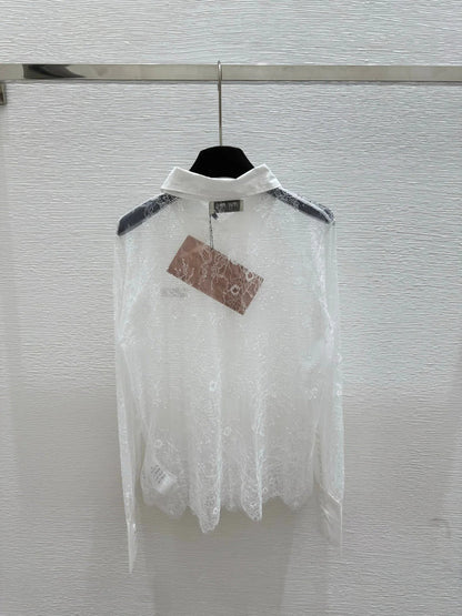 MIUMIU LONG-SLEEVE LACE SHIRT 267993