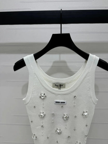 MIUMIU EMBELLISHED KNIT TOP 269491