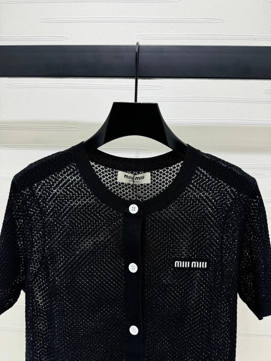 MIU 25S SHORT SLEEVE ROUND NECK CARDIGAN 264269