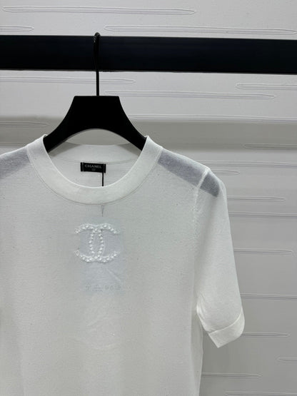 CHANEL CREW NECK SHORT-SLEEVE KNIT TOP 274964